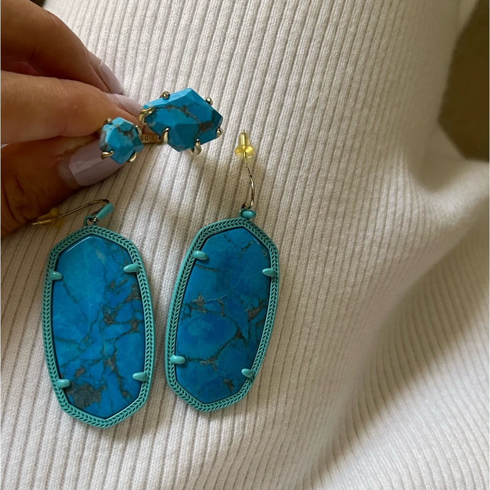 Kendra Scott turquoise large earrings + matching ring